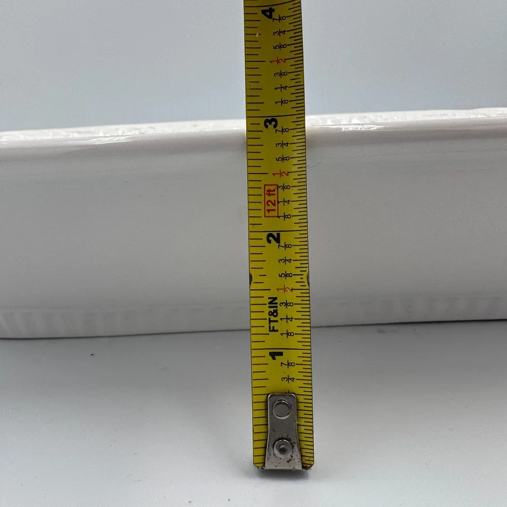 White Ceramic Rectangular Serving Dish Grape Leaf Border‎ 14 Inch Italy